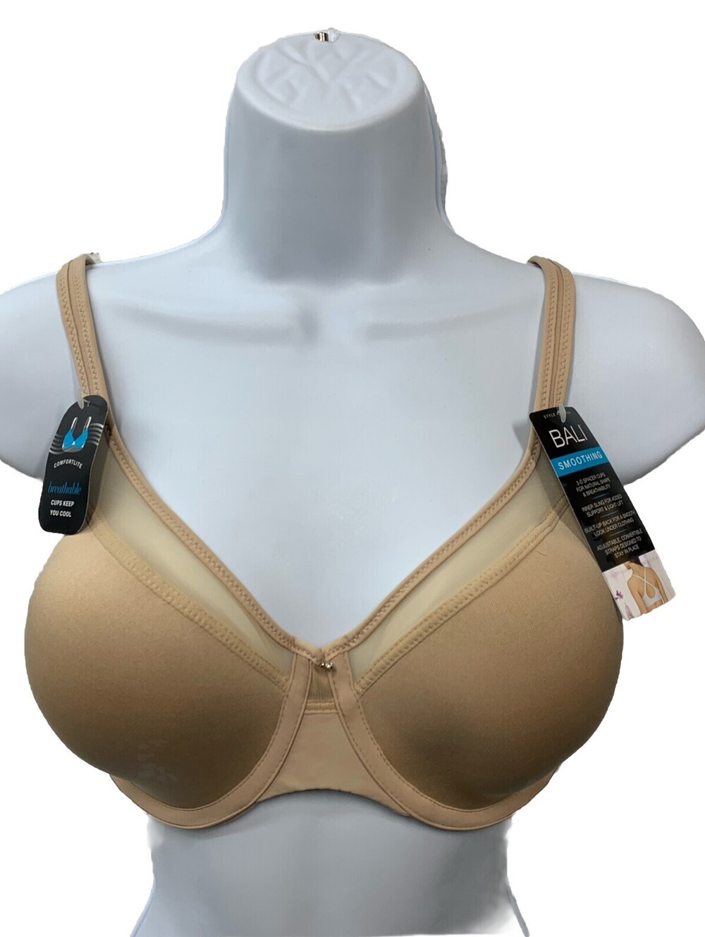 Bali Smoothing Breathable Womens Underwired T-shirt Bra Beige DF3439 Size 36C